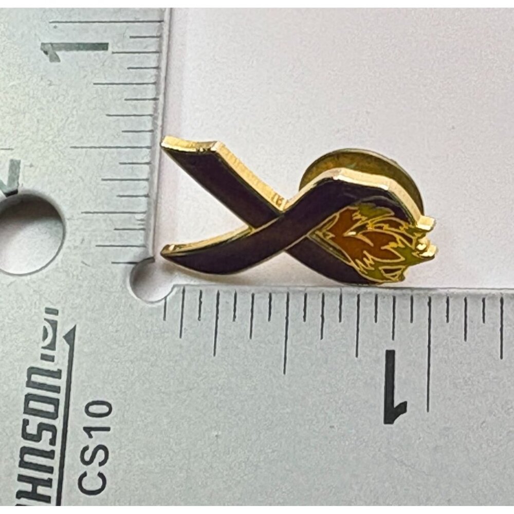 Wildland Firefighter Foundation Enamle Pin Purple Ribbon with Flames Lapel Hat - Picture 3 of 7